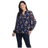 Hilary Radley Women's Long Sleeve Blouse Navy Hilary Radley Women's Long Sleeve Blouse Navy