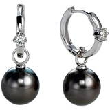 18KT White Gold Tahitian Pearl and Diamond Earrings