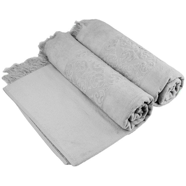 Ramesses Jacquard Velour Cotton Bath Towel 2pk Silver | Costco Australia