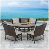 Agio 4 piece Woven Bench Dining Set