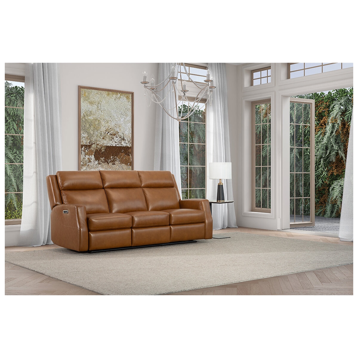 Simon Li Leather Power Reclining Sofa