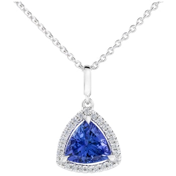 18KT White Gold Tanzanite 0.10ctw Diamond Pendant