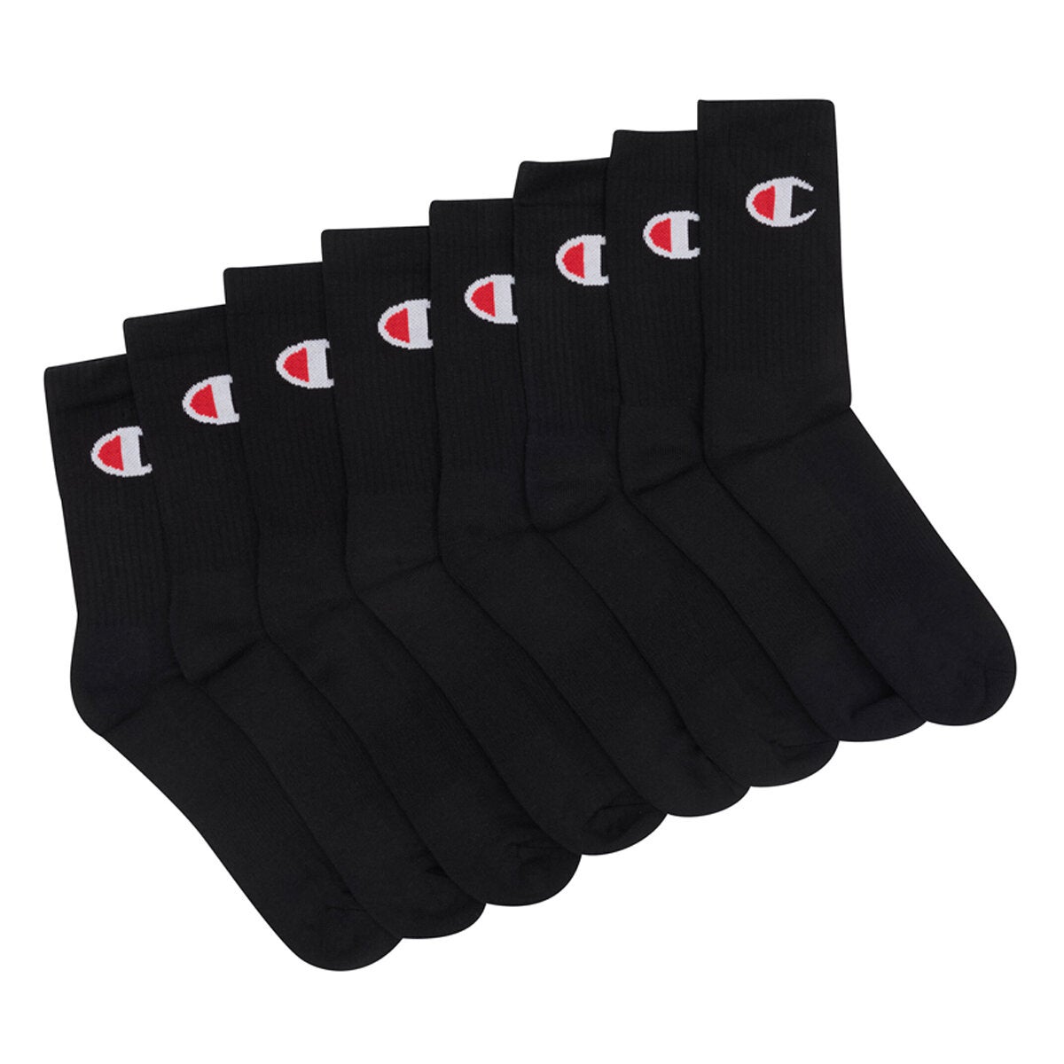 Champion Crew Sock 8 Pack Black