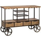 Wine Stash Wooden Bar Cart with Wine Storage