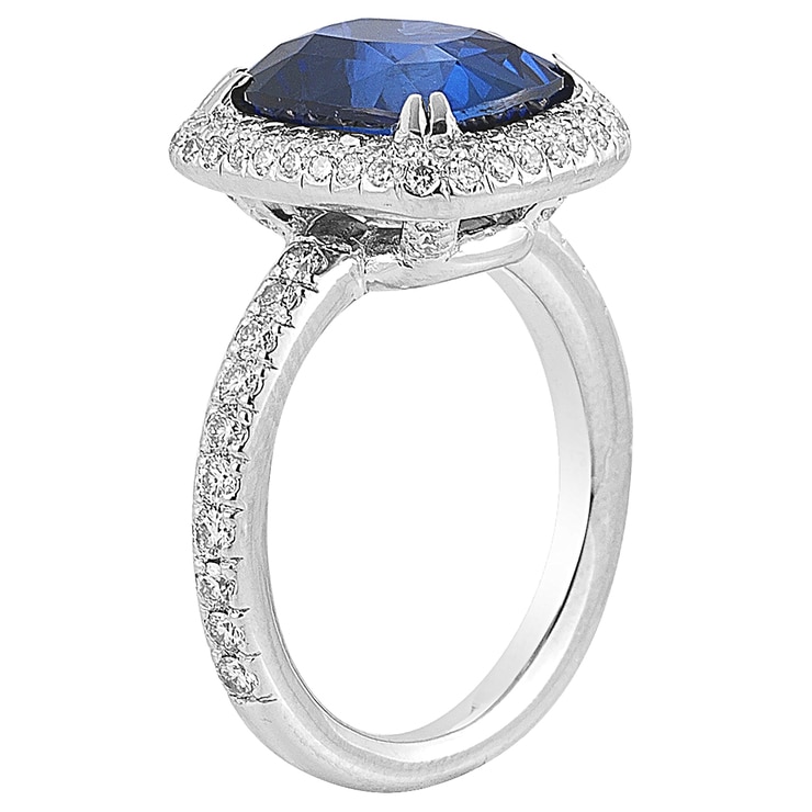Platinum Cushion Cut Sapphire and Diamond Ring Costco Australia