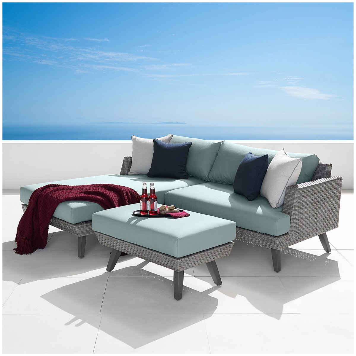 Portofino Casual Chaise Seating 3pc Spa Blue