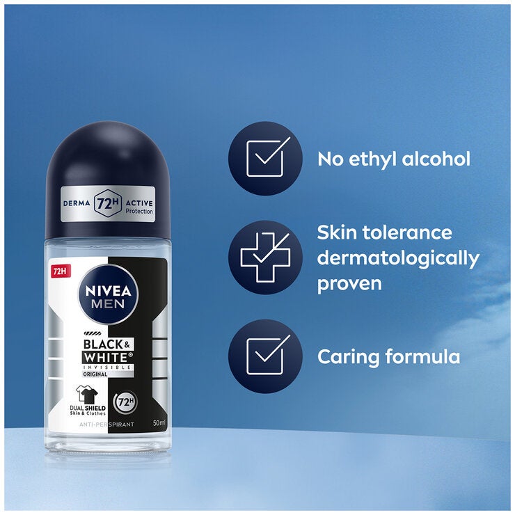NIVEA Men Anti Perspirant Roll-On Deodorant 6 x 50 ml Black And White NIVEA Men Anti Perspirant Roll-On Deodorant 6 x 50 ml Black And White