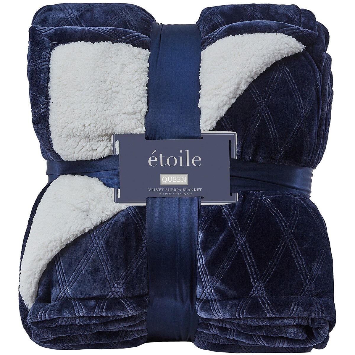 Etoile Velvet Sherpa Queen Blanket Blue Costco Australia