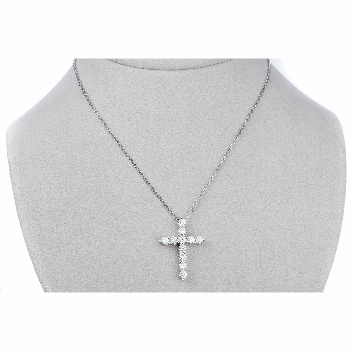 18KT White Gold 2.0ctw Round Diamond Adjustable Cross Pendant