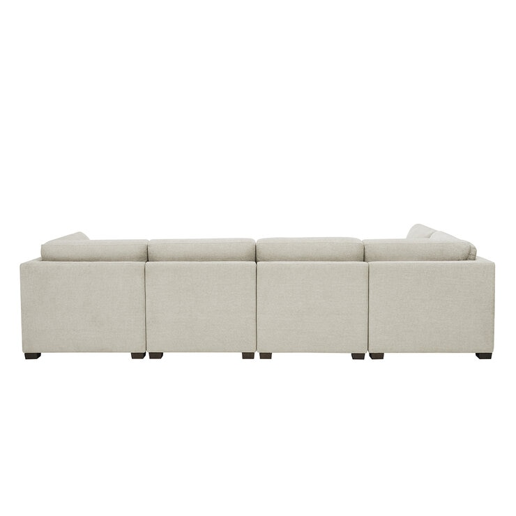 Thomasville 6 Piece Fabric Modular Sectional with Storage Ottoman/