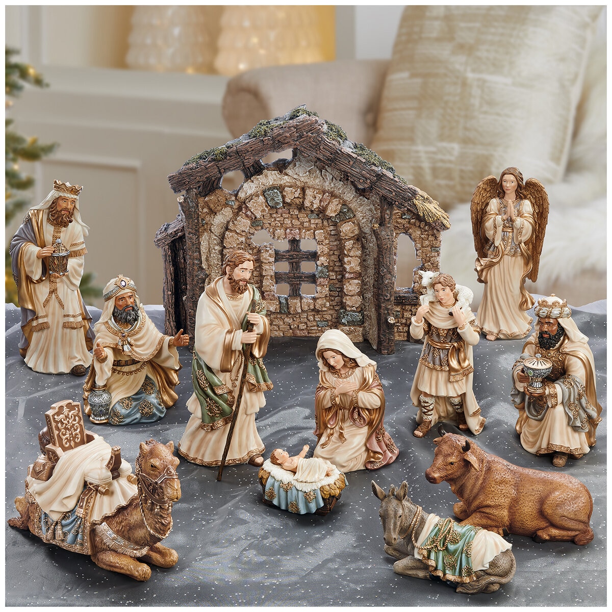Kirkland Signature Hand-Painted Nativity Set 13 Piece