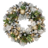 Pre Lit LED Flocked Wreath 81cm