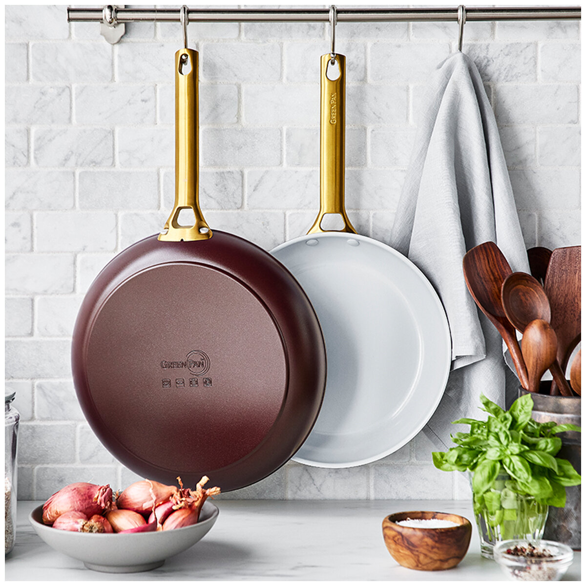 GreenPan Ceramic Non-Stick Frypan 2 Piece Set 26cm And 30cm Choc Truffle