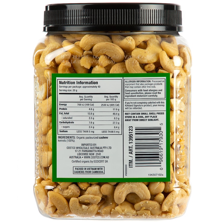 Kirkland Signature Organic Cashews 2 x 1.13kg Costco Australia