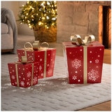 Metal Gift Box With Led Lights, Set of 3