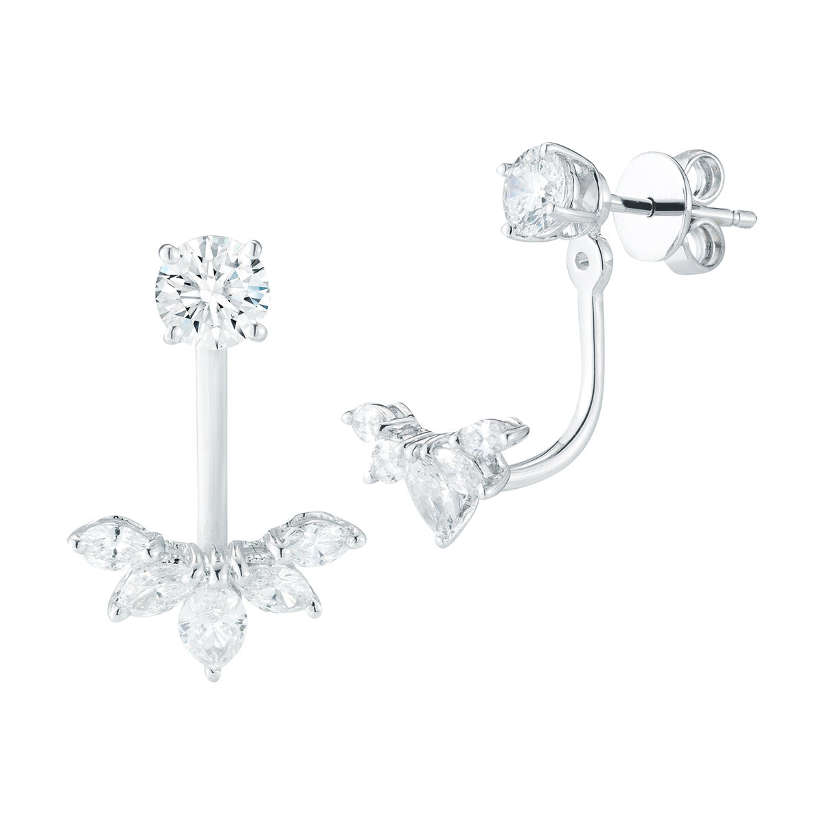 18KT White Gold 0.93CTW Diamond Post Butterfly Earrings