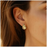 24KT Yellow Gold Hammered Teardrop Stud Earrings