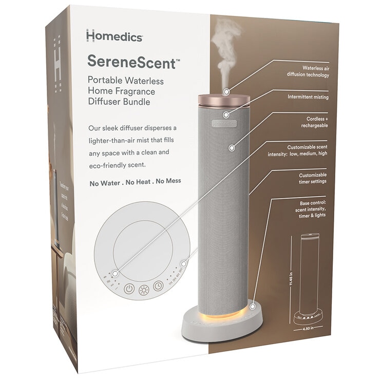 Homedics SereneScent Waterless And Wireless Diffuser Bundle