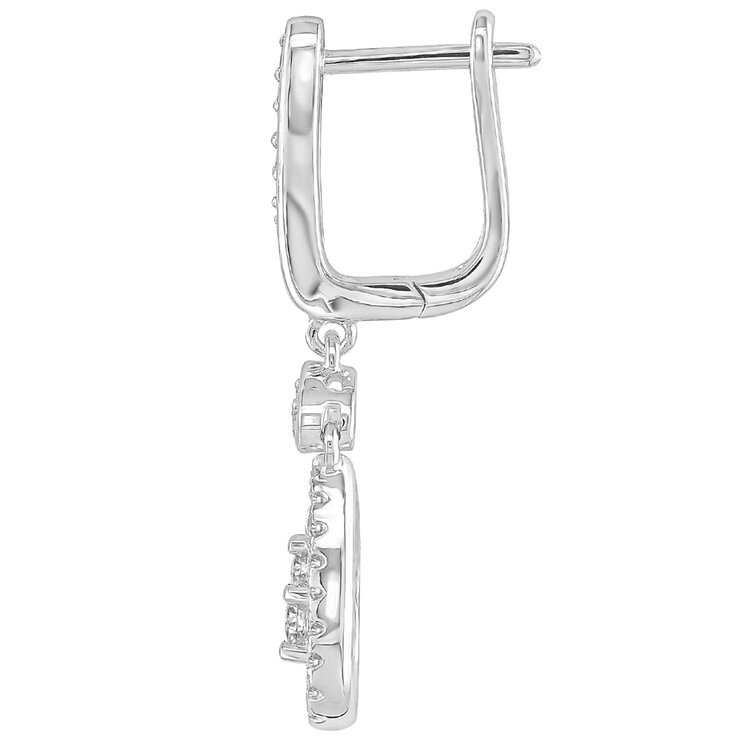 18KT White Gold 0.47ctw Round Diamond Lever Back Drop Earrings 18KT White Gold 0.47ctw Round Diamond Lever Back Drop Earrings