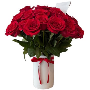 24 Long Stem Bouquet Of Roses With Vase