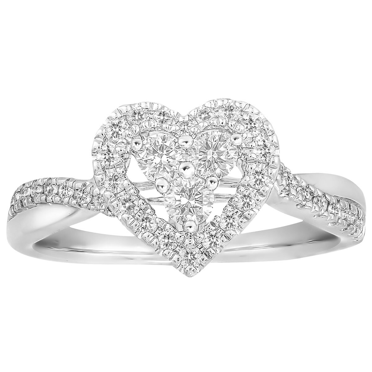 18KT White Gold 0.50ctw Diamond Heart Design Ring