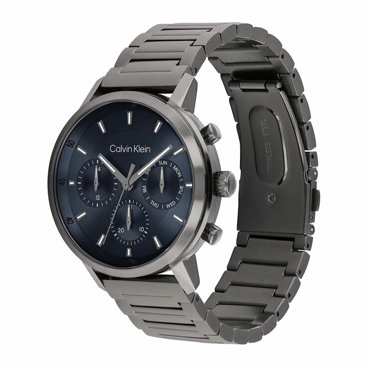 Calvin Klein Gauge Grey Steel Blue Dial Men's Watch 25200495 Calvin Klein Gauge Grey Steel Blue Dial Men's Watch 25200495