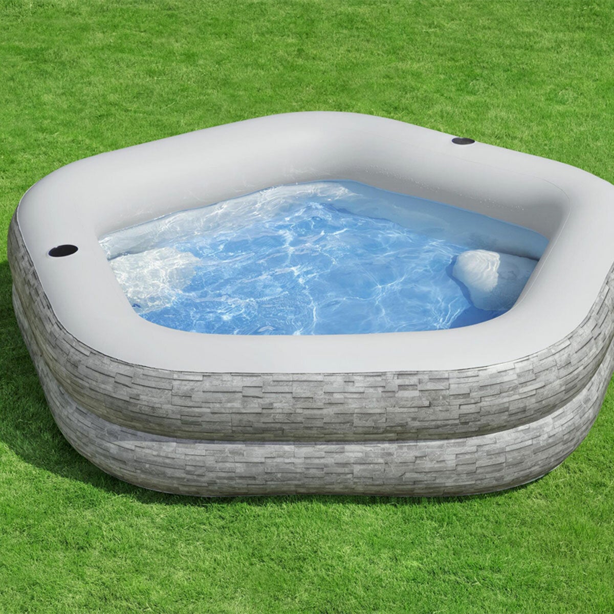 Bestway TruPrint Stone Inflatable 2.13 m x 2.06 m x 53 cm Family Pool Bestway TruPrint Stone Inflatable 2.13 m x 2.06 m x 53 cm Family Pool