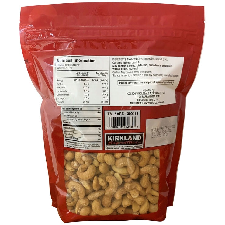 Kirkland Signature Fancy Whole Cashews 1.13kg Kirkland Signature Fancy Whole Cashews 1.13kg