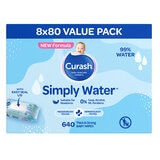 Curash Simply Water Baby Wipes 8 x 80