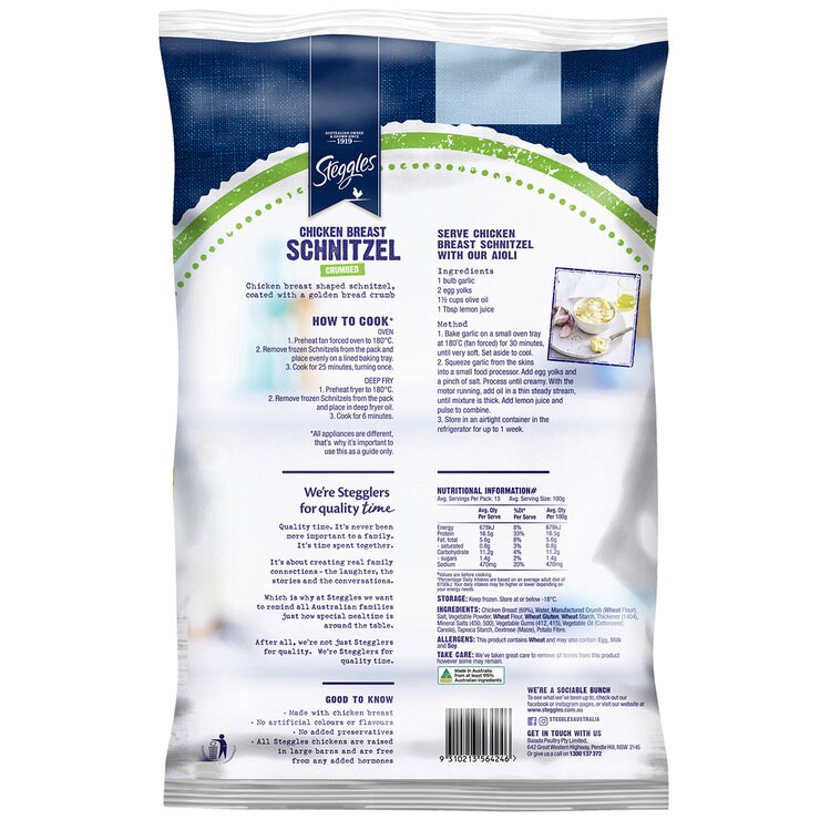 Steggles Chicken Breast Schnitzel 1.5kg Costco Australia