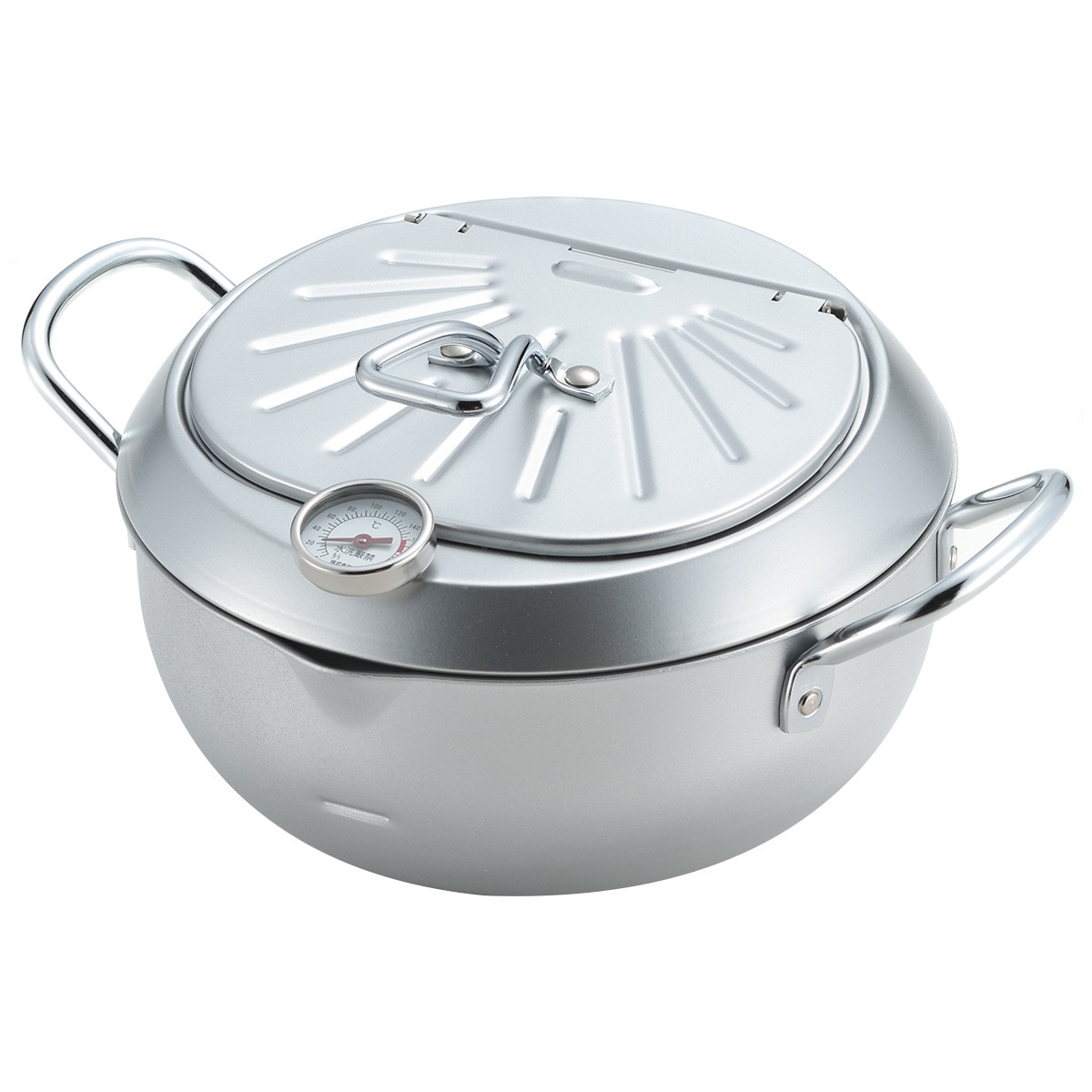 Yoshikawa Mirakutei III deep-frying pan with hinged lid 20cm integrated thermometer