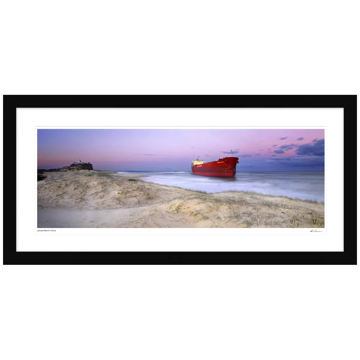 Ken Duncan Pasha Bulka Stranded Nobbys Beach NSW Black Framed Print 161 x 77.3 cm