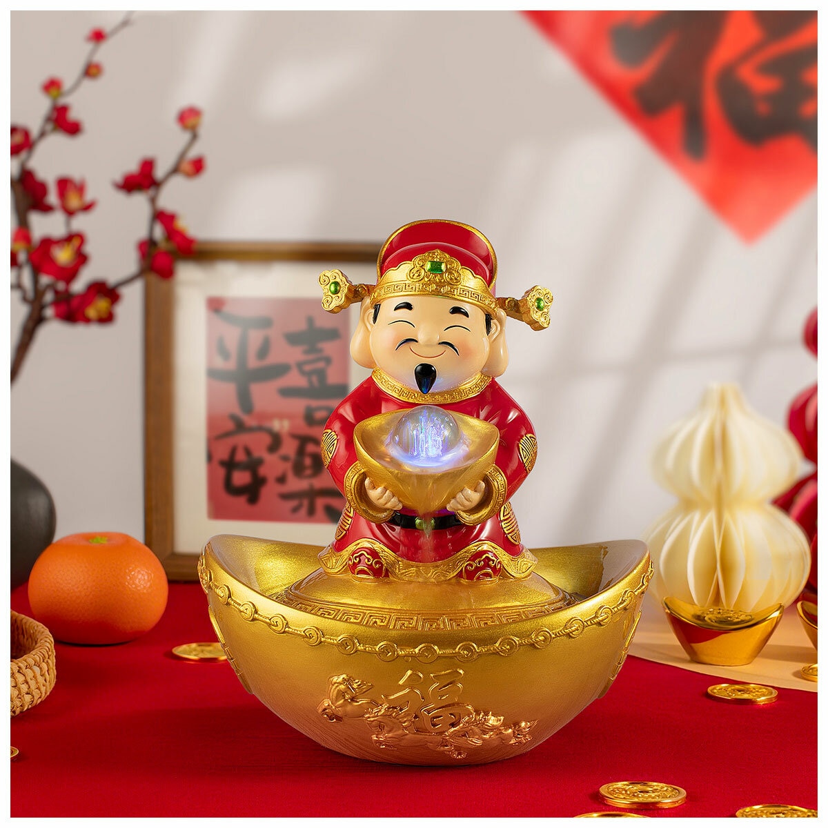 God Of Wealth Water Fountain 22cm