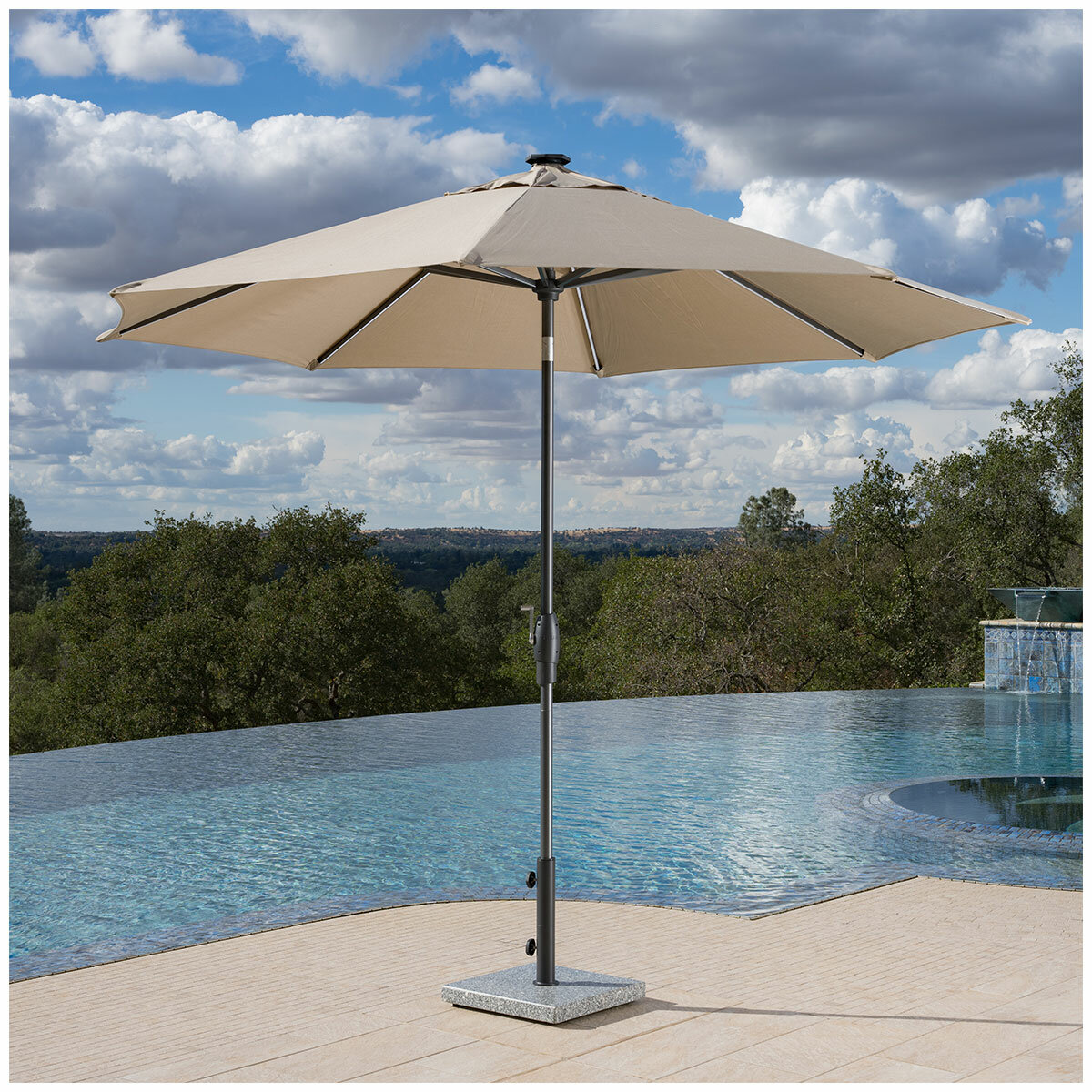 SunVilla Tan LED Market Umbrella 3M