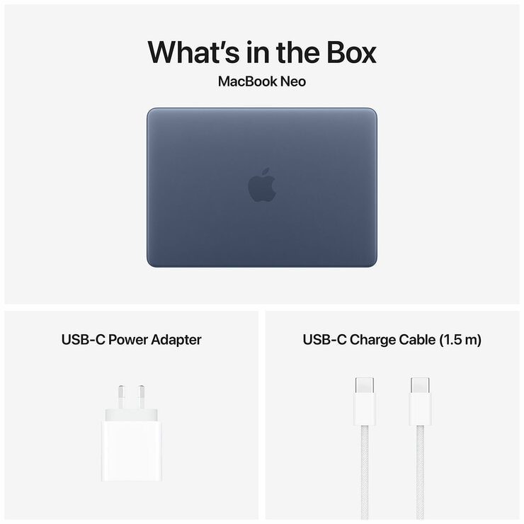 Apple 13 Inch MacBook Neo: A18 Pro Chip With 6‑Core CPU And 5‑Core GPU 8GB 256GB SSD Indigo