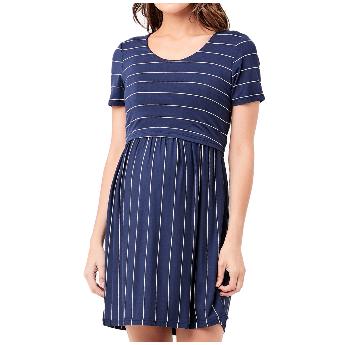 Ripe Maternity - Women's Nursing Dress - Indigo/White