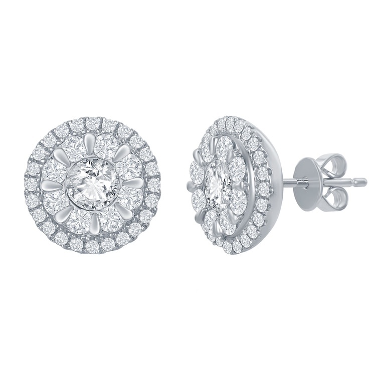 1.51ctw Dia Cluster with Halo Earrings