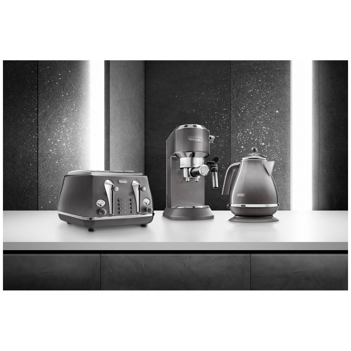 Delonghi EC785GY Dedica Metallics Coffee Machine, Pewter Grey
