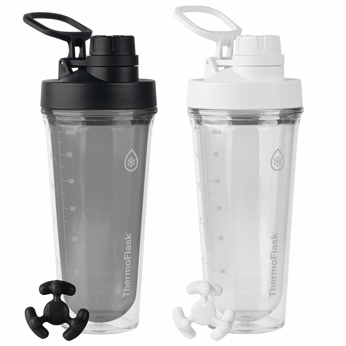Thermoflask Tritan Shaker Spout Lid With Agitator 710ml 2 Pack Black White