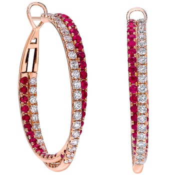 Twist 18KT Rose Gold Ruby and Diamond Earrings