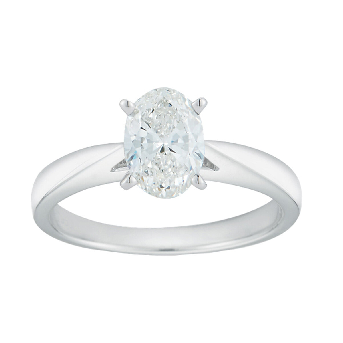 Platinum 1ctw Oval Diamond 4 Prong Ring