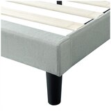 Upholstered Grand Wingback Platform Bed with Nailhead detail Grey King (Zinus)