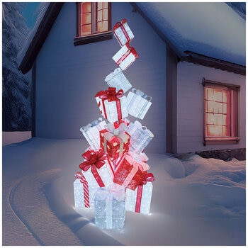 Glitter Stacked Giftbox Tree 335.3cm