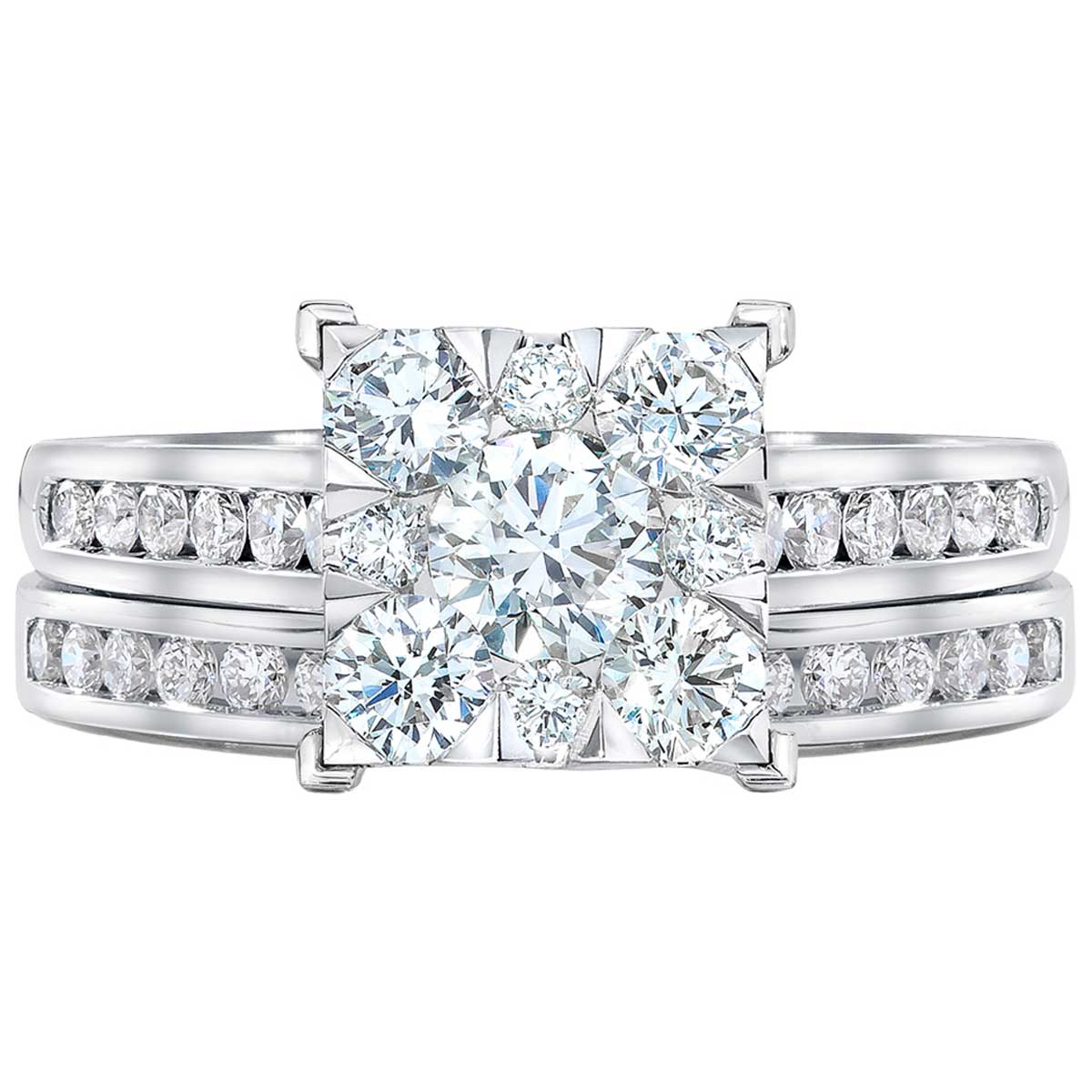 18KT White Gold 1.10ctw Diamond Bridal Set With 0.30ctw Centre