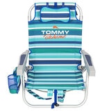 Tommy Bahama 5 position Aluminum Backpack Beach Chair 2 Pack Blue & Green Strip