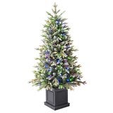 Pre-Lit Glitter Frosted Artificial Potted Christmas Tree 1.3m Pre-Lit Glitter Frosted Artificial Potted Christmas Tree 1.3m