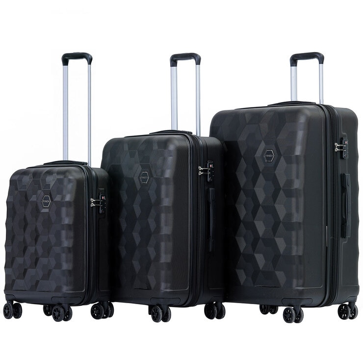 Tosca Bahamas Luggage 3 Piece Set Black