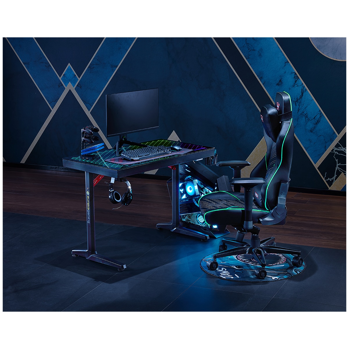 Eureka Ergonomic Explorer Edition Tempered Glass Gaming Desk