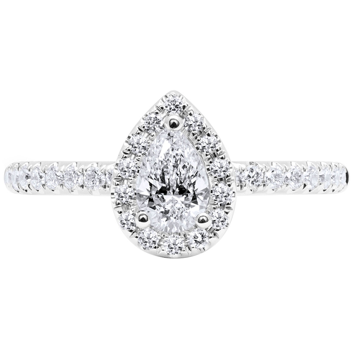 18KT White Gold 0.73ctw Diamond Pear Centre Halo Ring