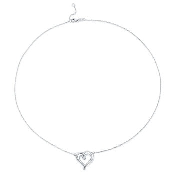 14KT White Gold Heart Necklace Chain